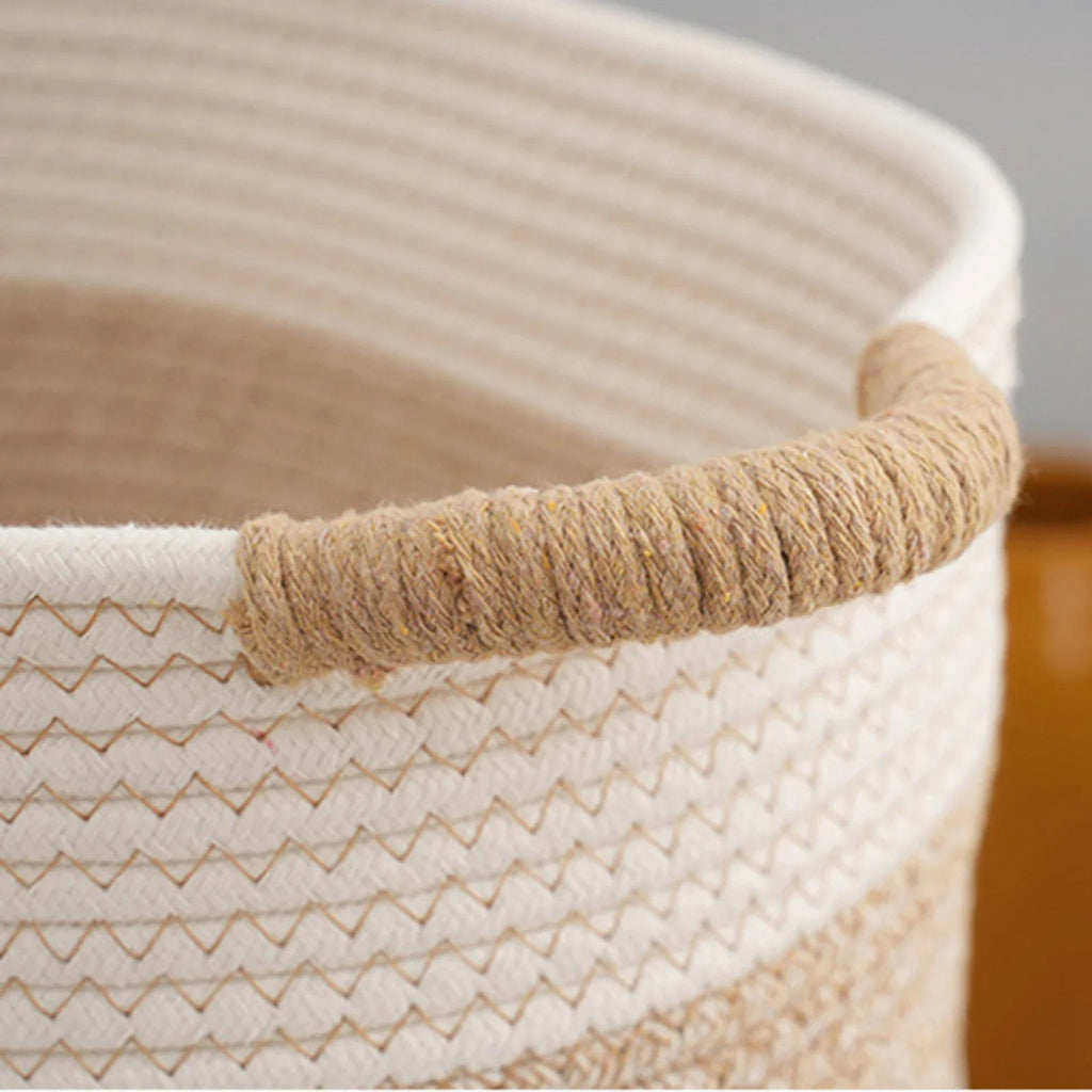 Woven Cotton Storage Basket - Durable, Versatile Organizer in Natural Beige 5