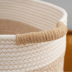 Woven Cotton Storage Basket - Durable, Versatile Organizer in Natural Beige 5