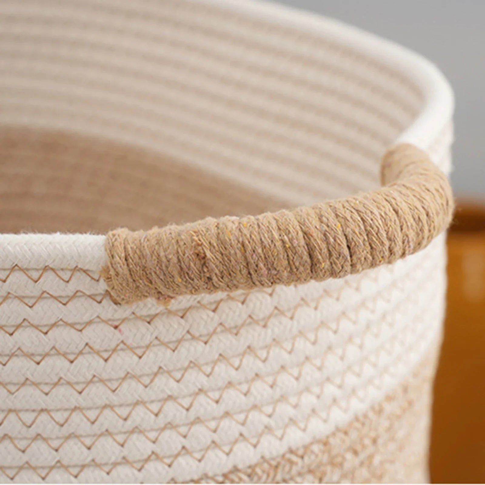 Woven Cotton Storage Basket - Durable, Versatile Organizer in Natural Beige 5