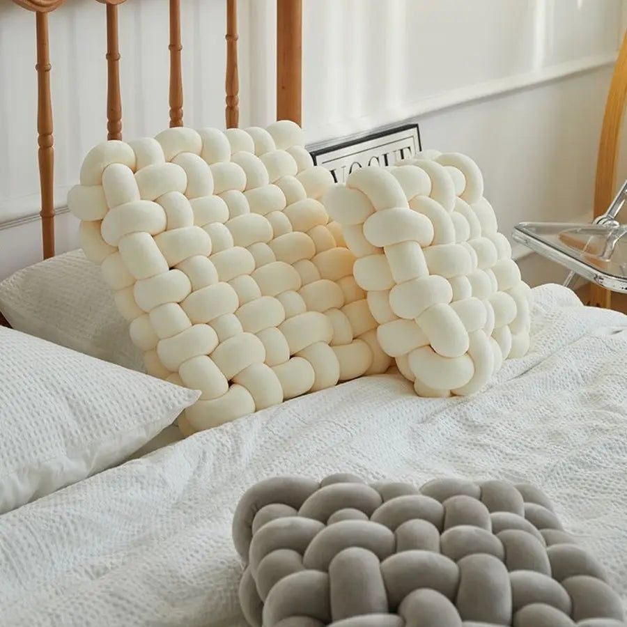 Woven Knot Pillow - Plush Decorative Throw Pillows for Versatile Use 3