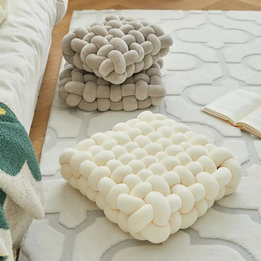Woven Knot Pillow - Plush Decorative Throw Pillows for Versatile Use 4