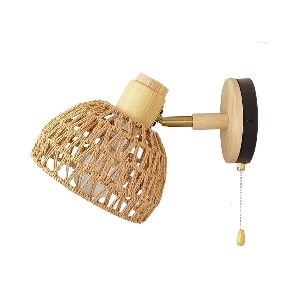 Woven Wall Sconce - Natural Rattan Design for Cozy Ambient Lighting 0