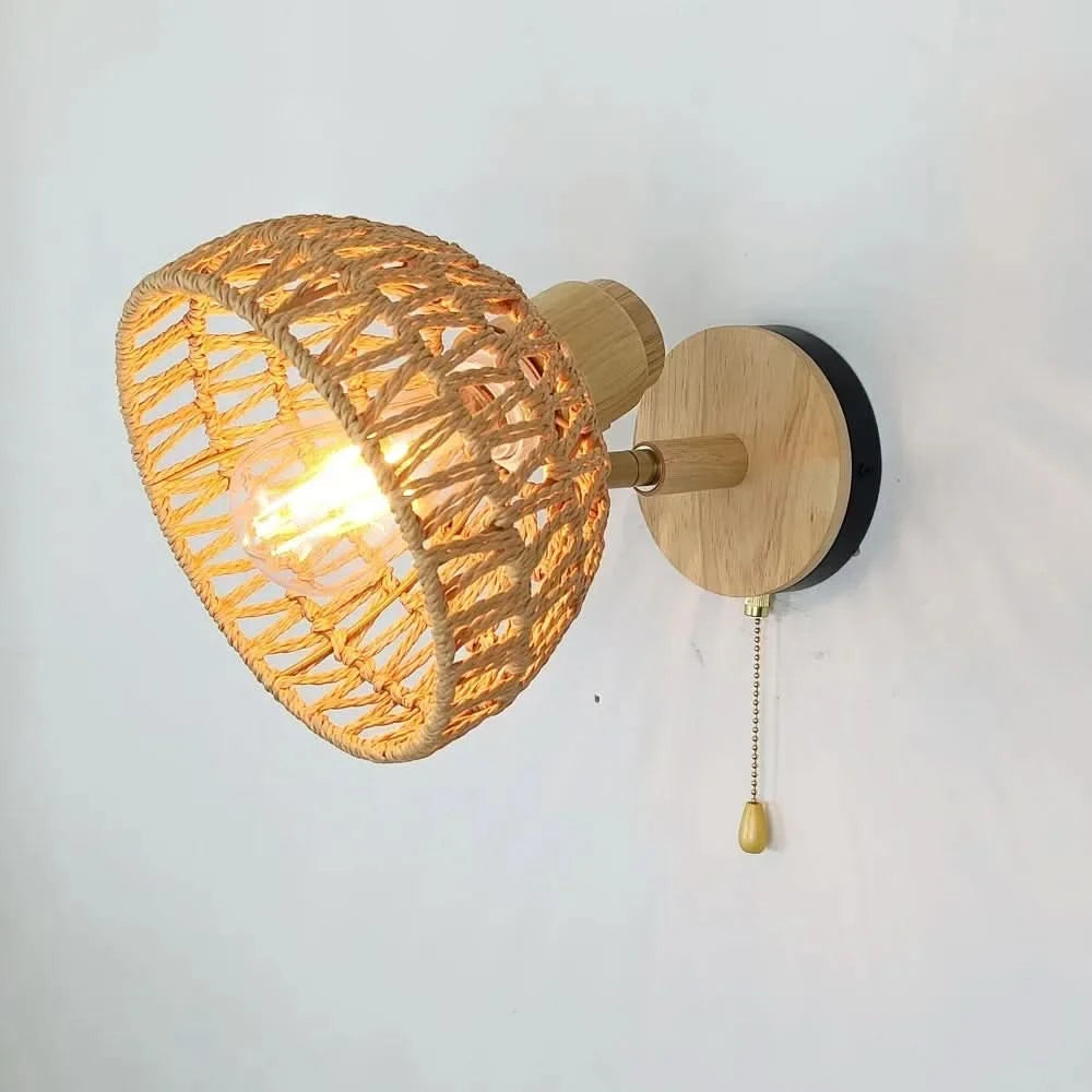 Woven Wall Sconce - Natural Rattan Design for Cozy Ambient Lighting 1