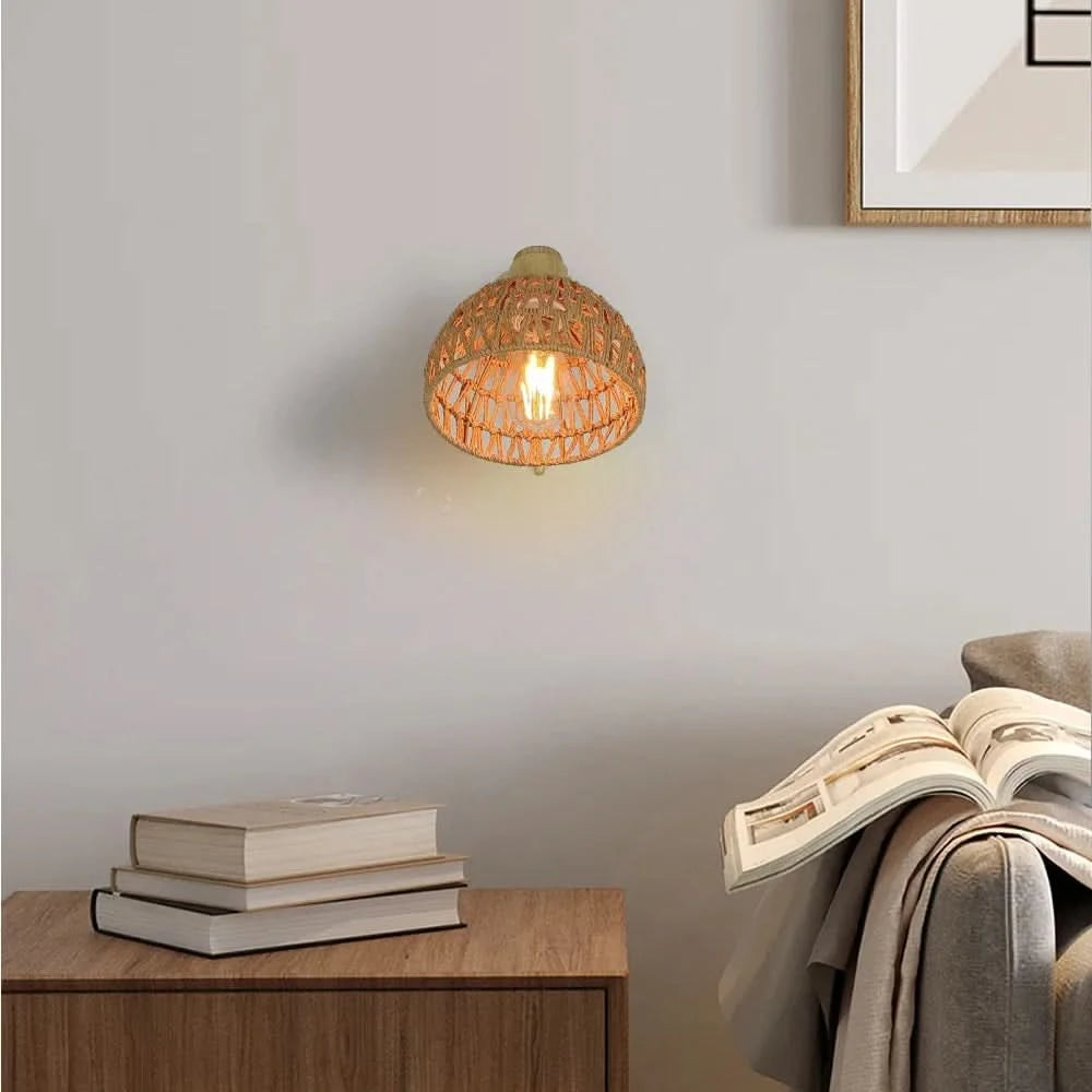 Woven Wall Sconce - Natural Rattan Design for Cozy Ambient Lighting 2
