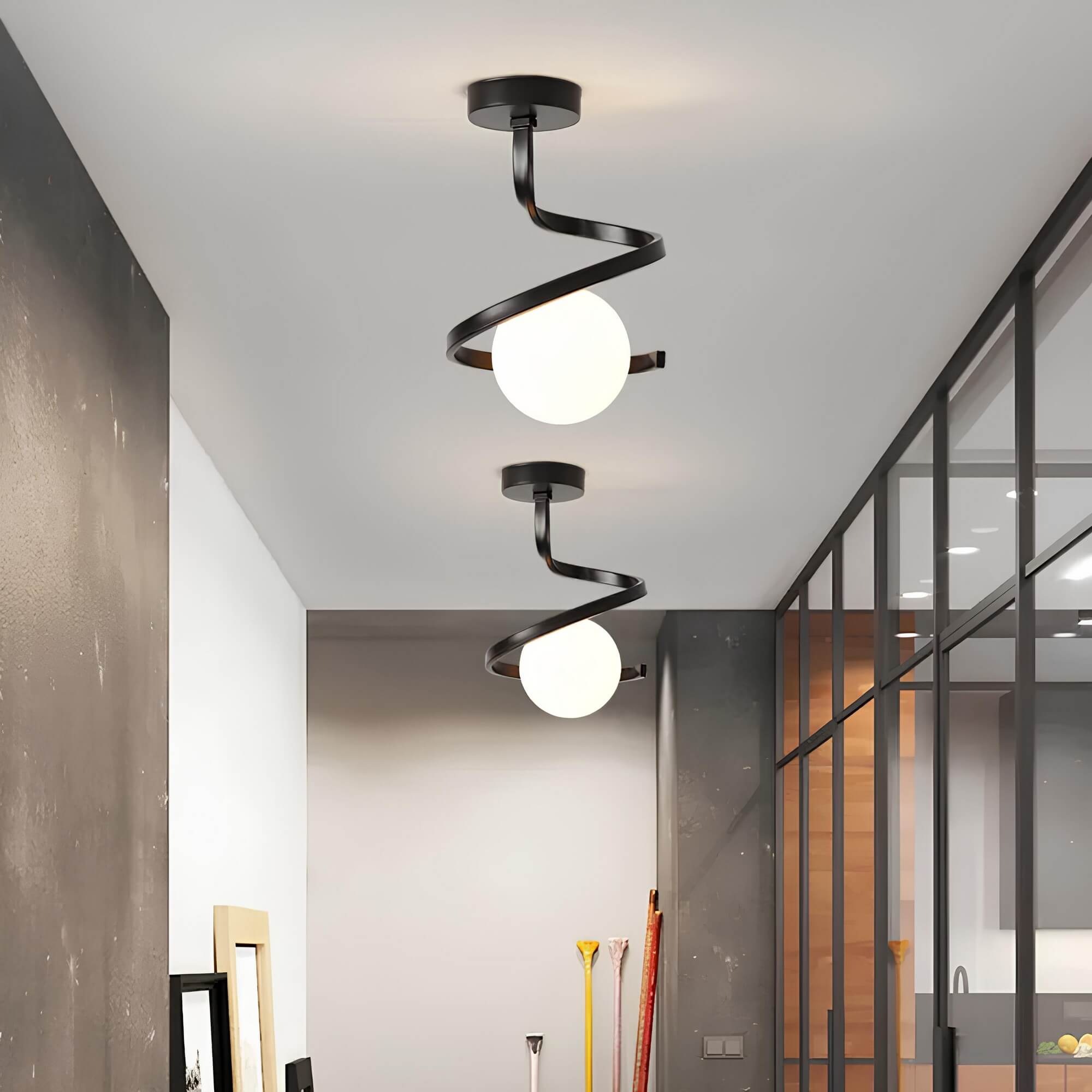 Wrought Iron Glass Ceiling Light - Dimmable LED for Elegant Ambiance 4
