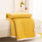 Yellow Plush Throw Blanket with Soft Waffle Weave – Lightweight, Breathable, and Machine Washable for Year-Round Comfort 0