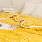 Yellow Plush Throw Blanket with Soft Waffle Weave – Lightweight, Breathable, and Machine Washable for Year-Round Comfort 2