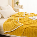 Yellow Plush Throw Blanket with Soft Waffle Weave – Lightweight, Breathable, and Machine Washable for Year-Round Comfort 4