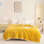 Yellow Plush Throw Blanket with Soft Waffle Weave – Lightweight, Breathable, and Machine Washable for Year-Round Comfort 7