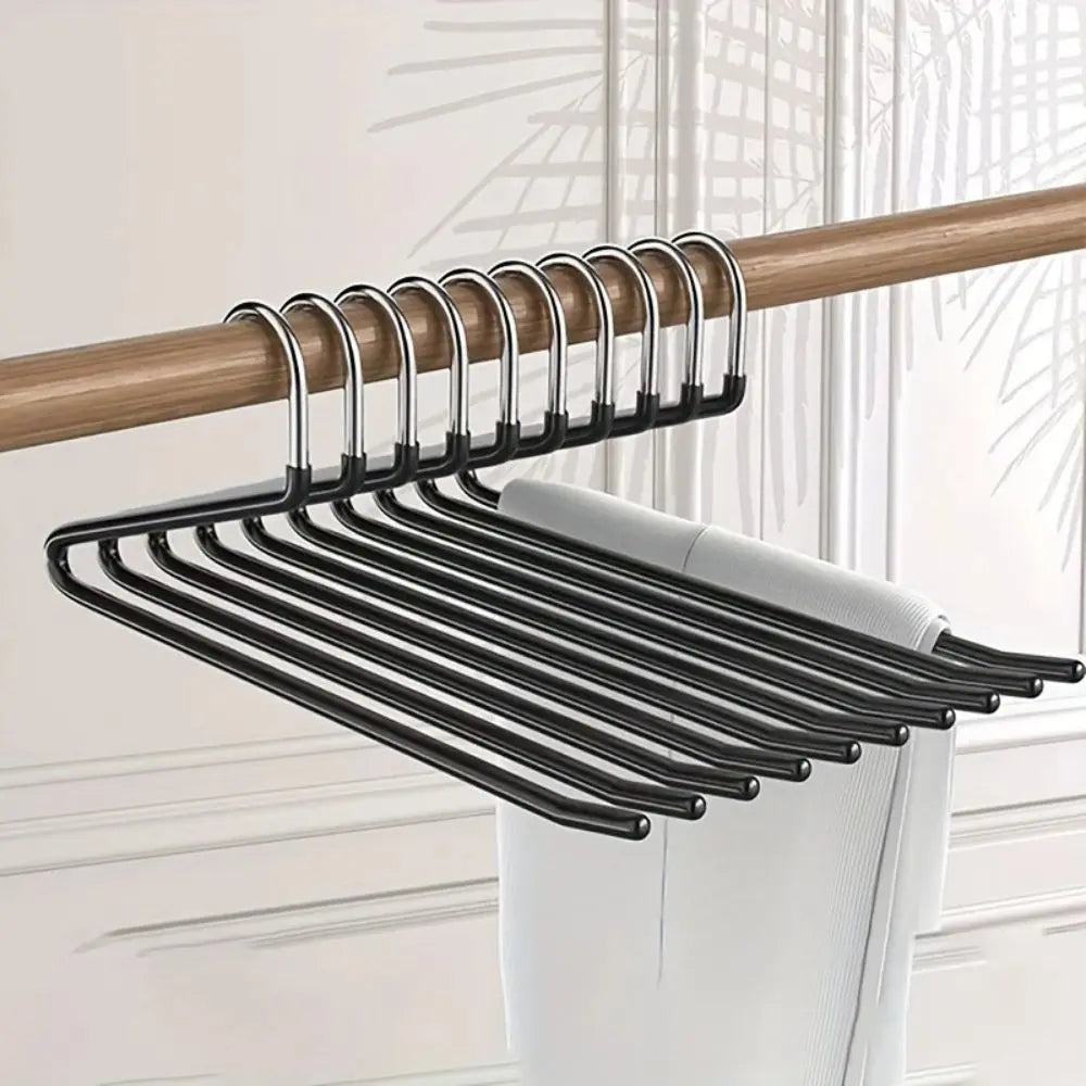 Z-Shaped Metal Pants Hangers - Non-Slip, Space-Saving 10-Pack 0