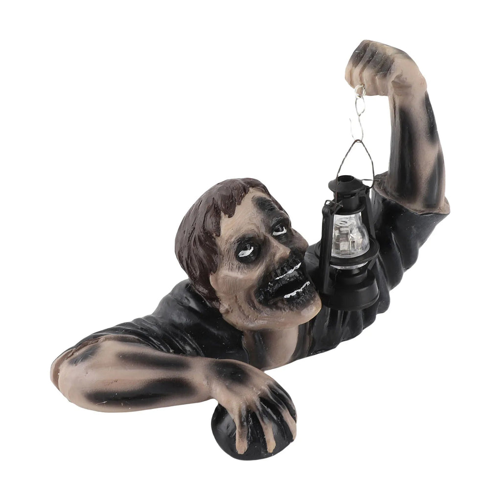 Zombie Garden Statue - LED Lantern Outdoor Sculpture for Spooky Decor 2