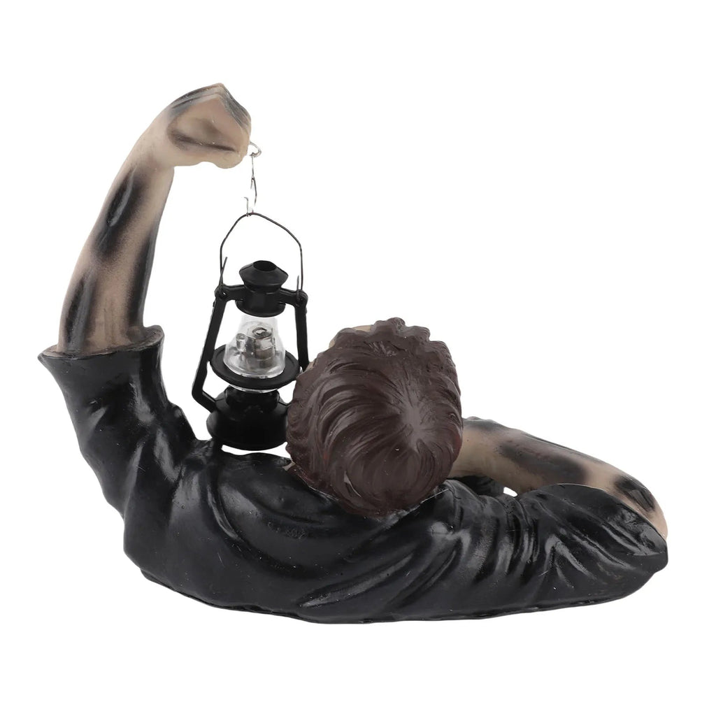 Zombie Garden Statue - LED Lantern Outdoor Sculpture for Spooky Decor 4