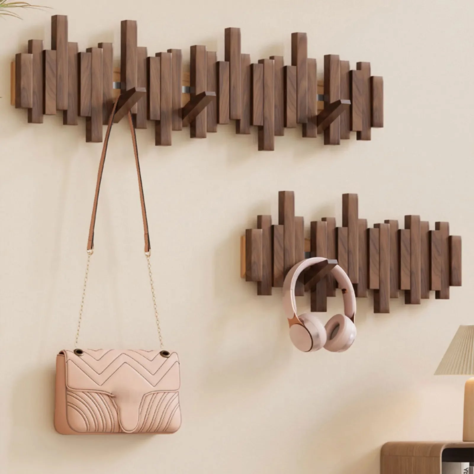 Modura Modern Wooden Coat Rack with Foldable Magnetic Wall Hooks 1