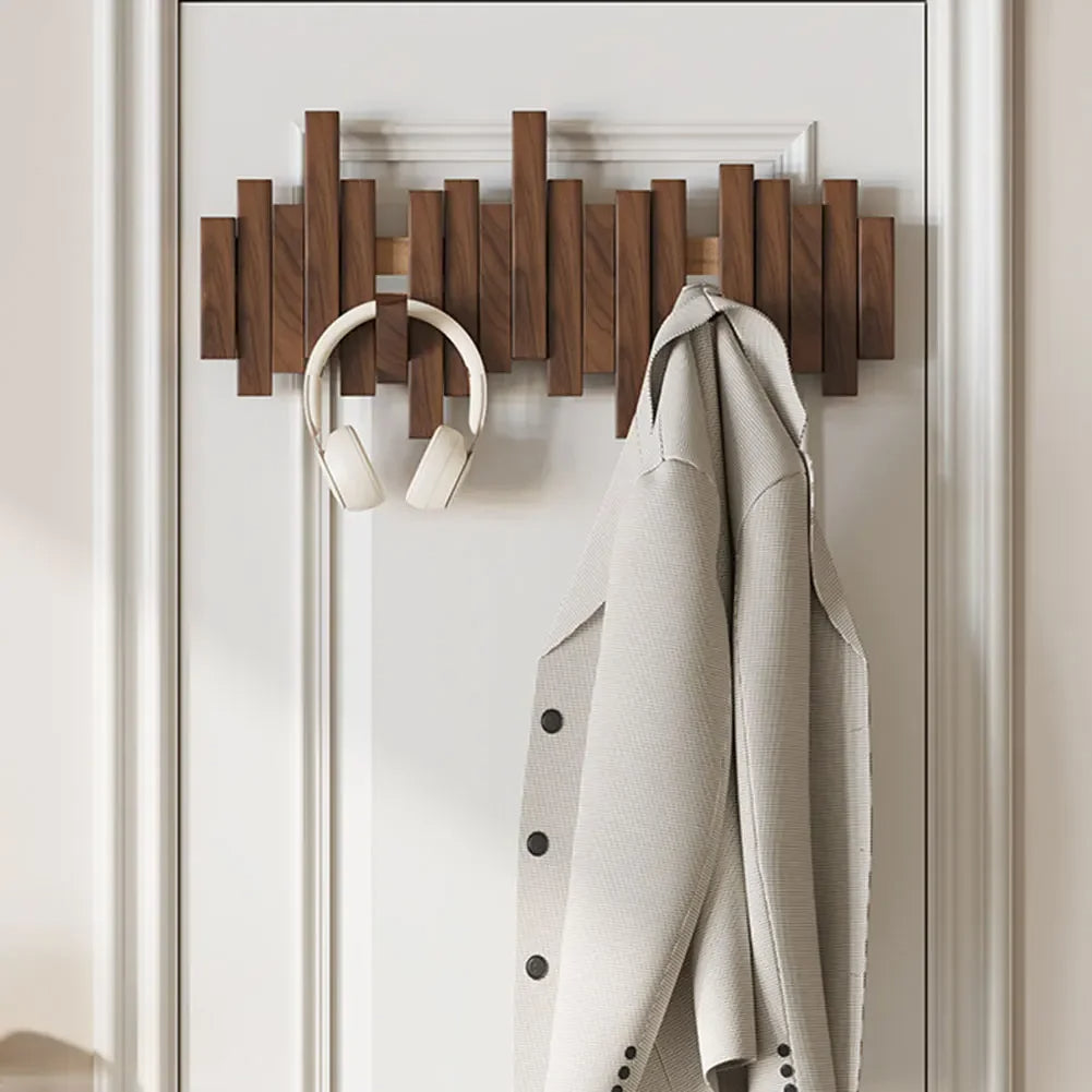 Modura Coat Rack Modura Modern Wooden Coat Rack with Foldable Magnetic Wall Hooks ...