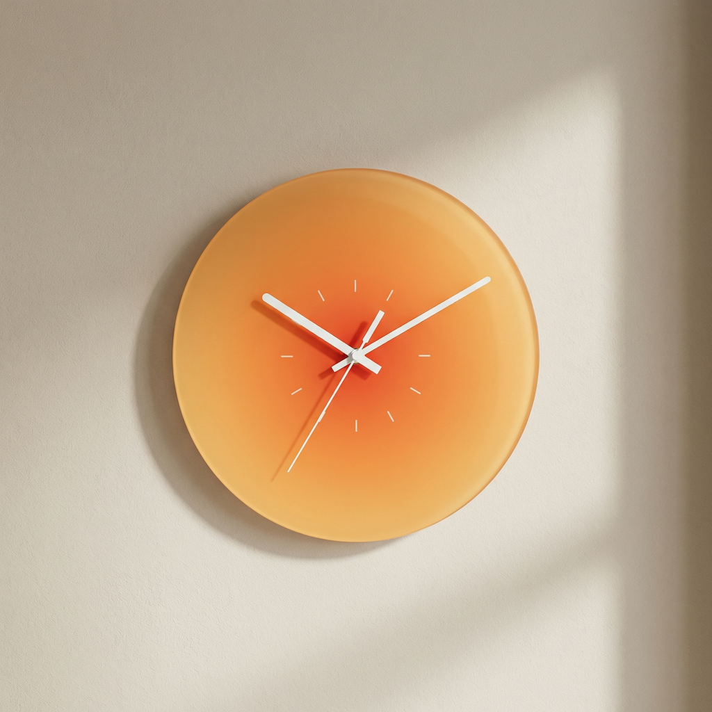 Silent Round Glass Wall Clock – Modern Minimalist Analog Wall Clock for Living Room, Bedroom & Kitchen