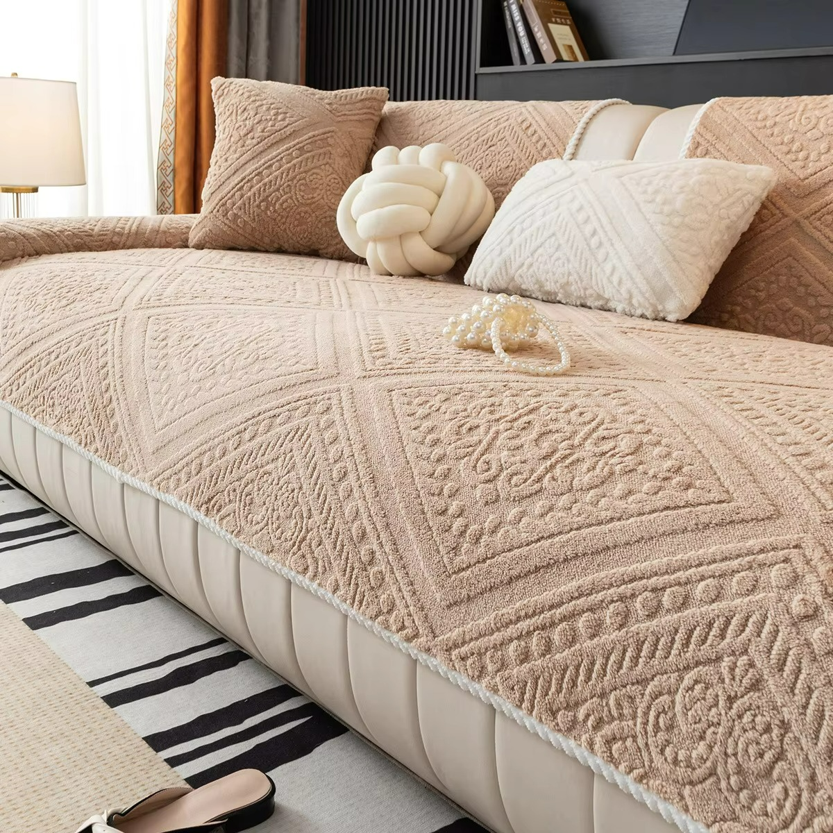 Sofa Cover Quilted Cotton Velvet Non Slip 5
