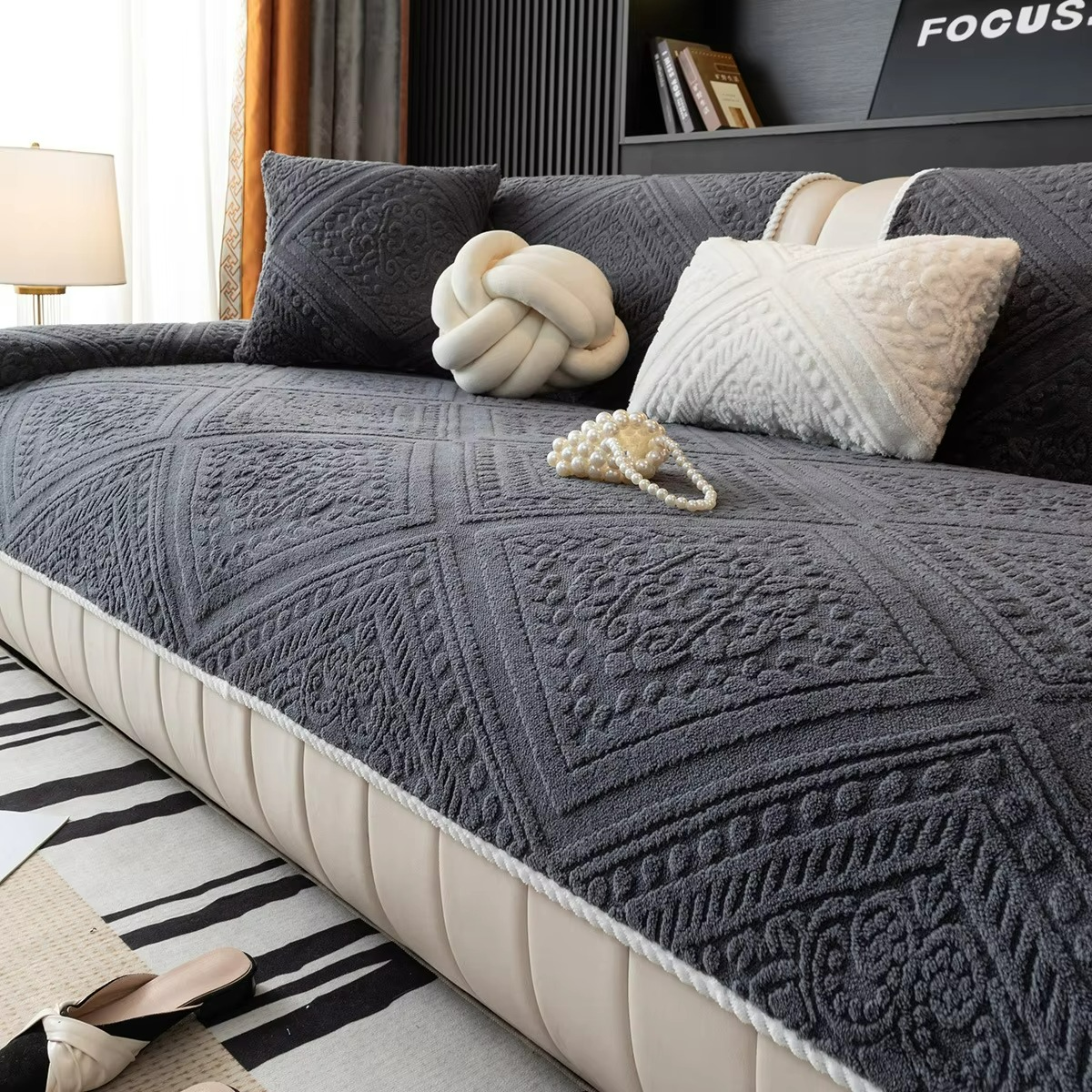 Sofa Cover Quilted Cotton Velvet Non Slip 4