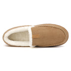 Tan slipper with white interior on a white background