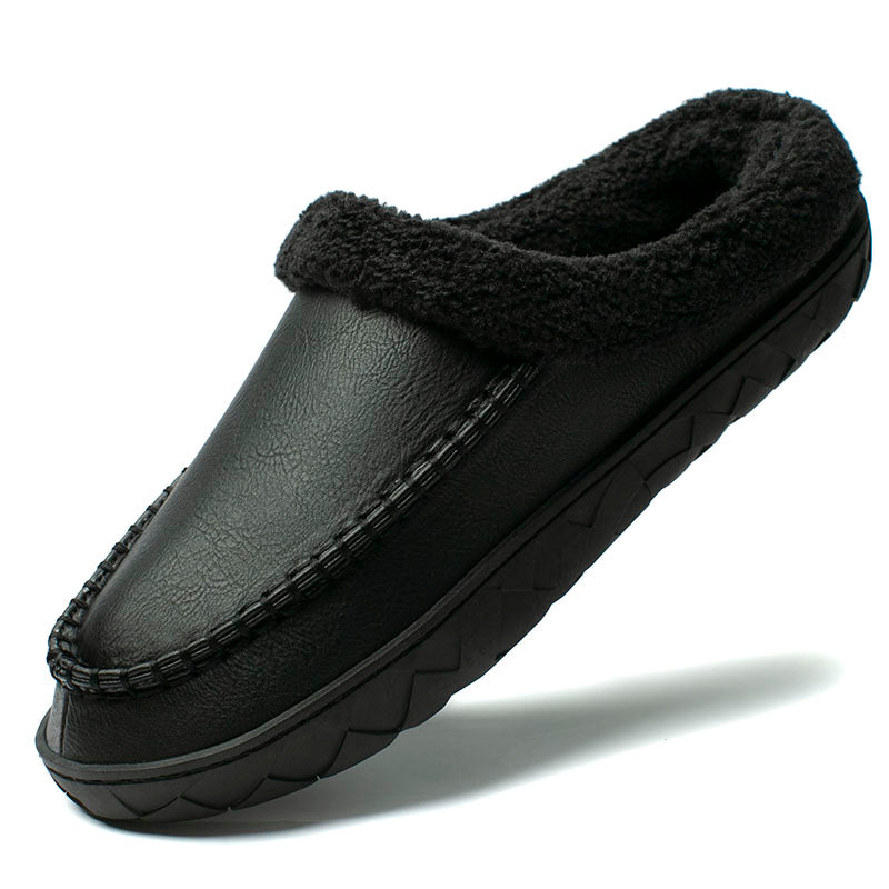 Men's Winter Slippers Plush Lining Flock Upper Rubber Outsole 3