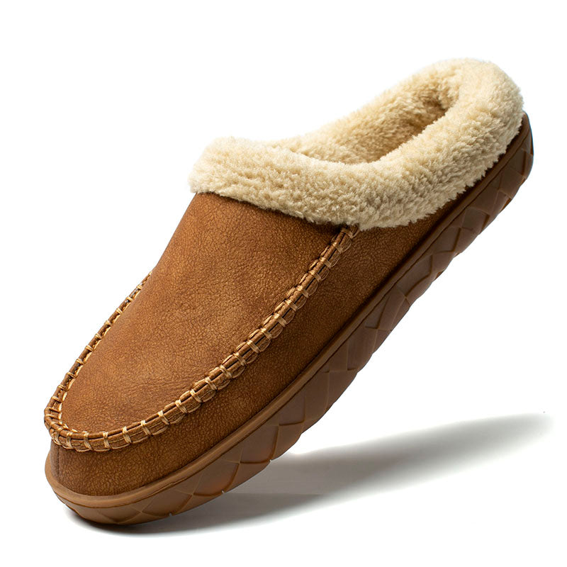 Men's Winter Slippers Plush Lining Flock Upper Rubber Outsole 2