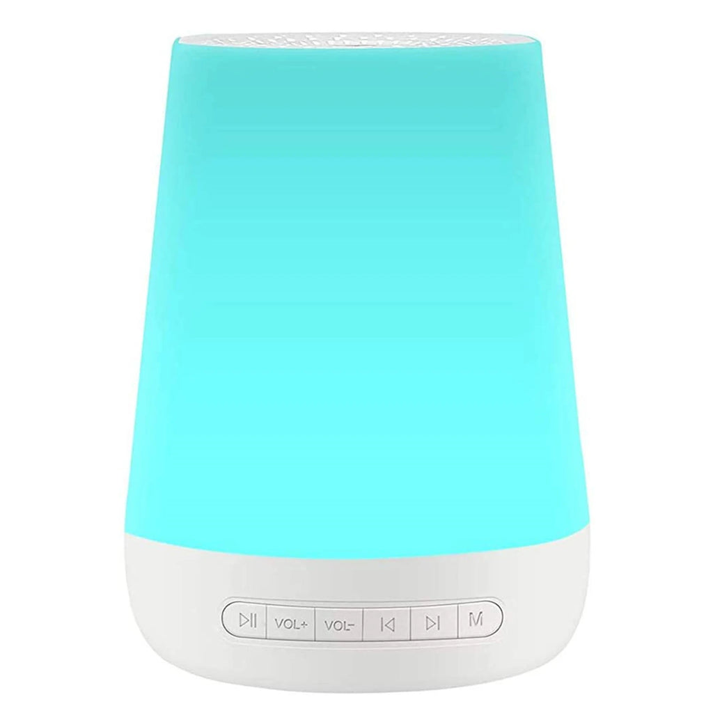 Turquoise and white electronic device with control buttons on a white background