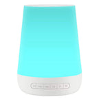 Turquoise and white electronic device with control buttons on a white background