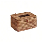 Woven brown tissue box on a white background