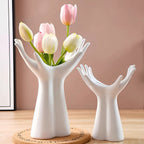 Flower Vase Porcelain White with Metallic Accents 1