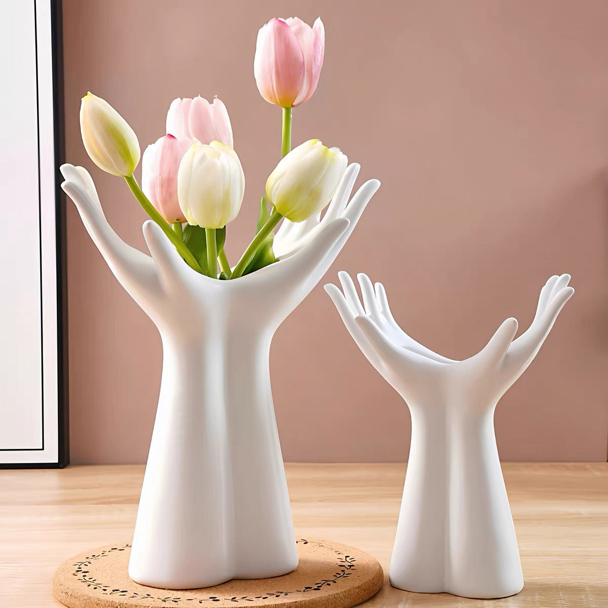 Flower Vase Porcelain White with Metallic Accents 1