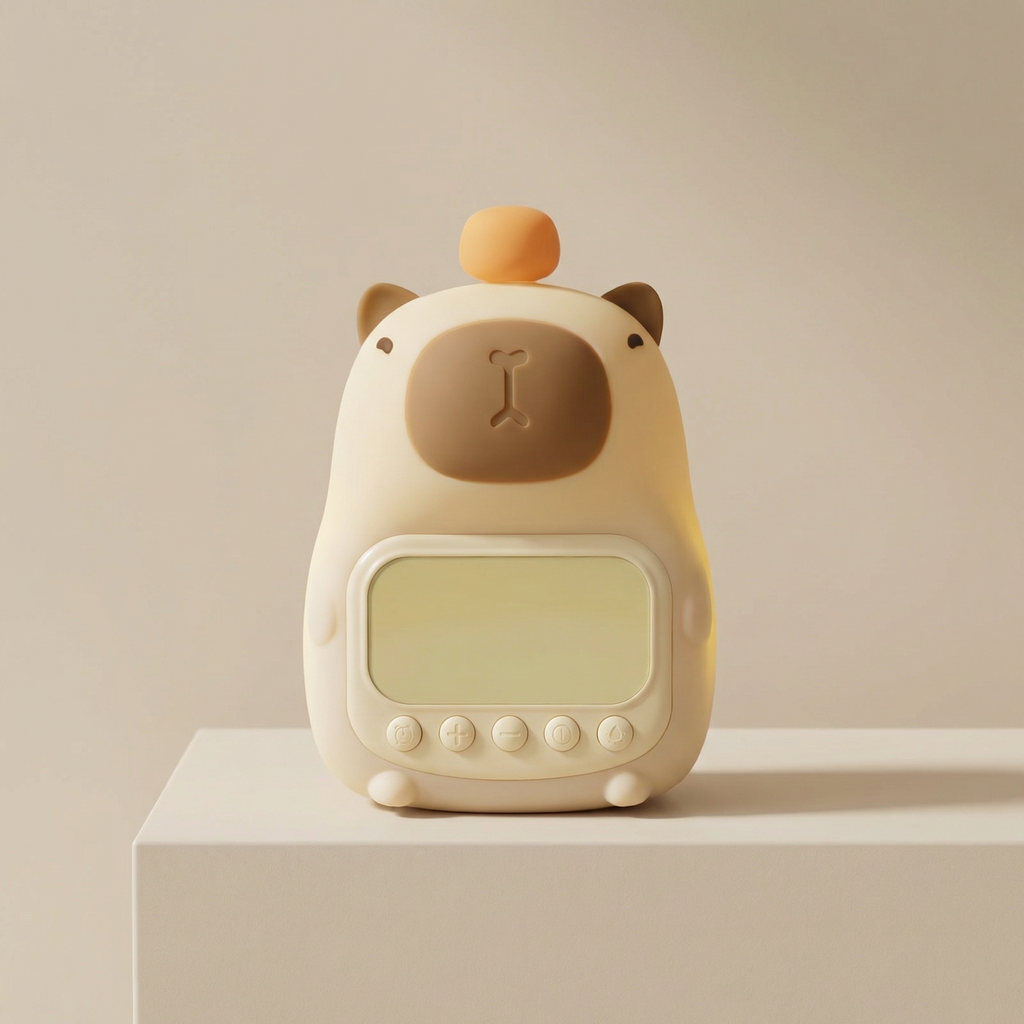 Cute dog-shaped night light on a beige background