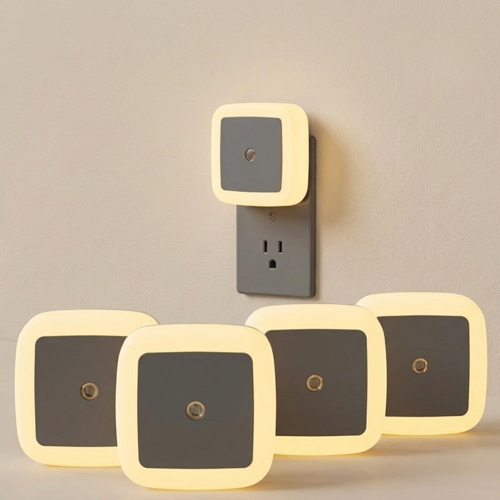 Set of square wall lights with a neutral background