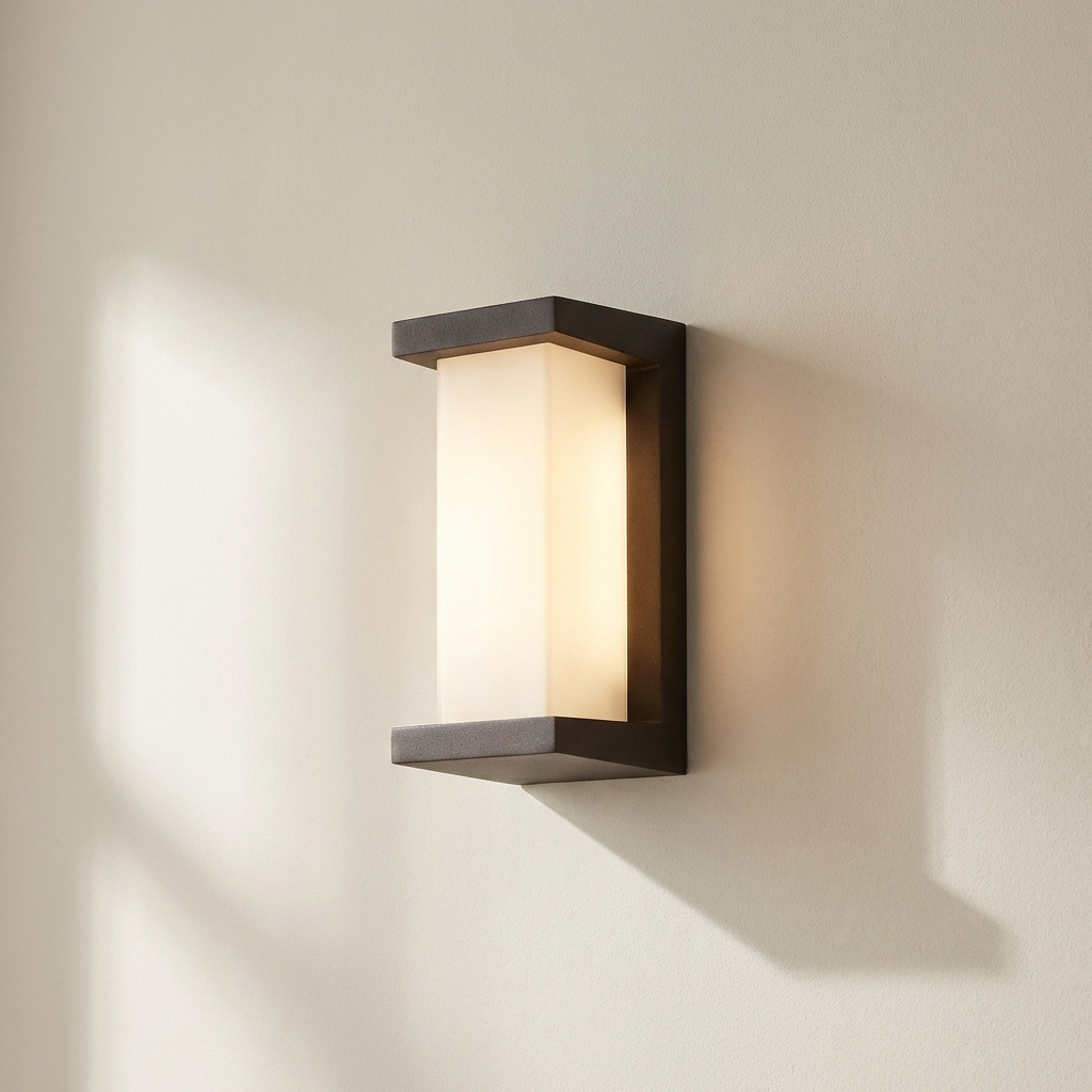 Modern wall-mounted light fixture on a neutral wall