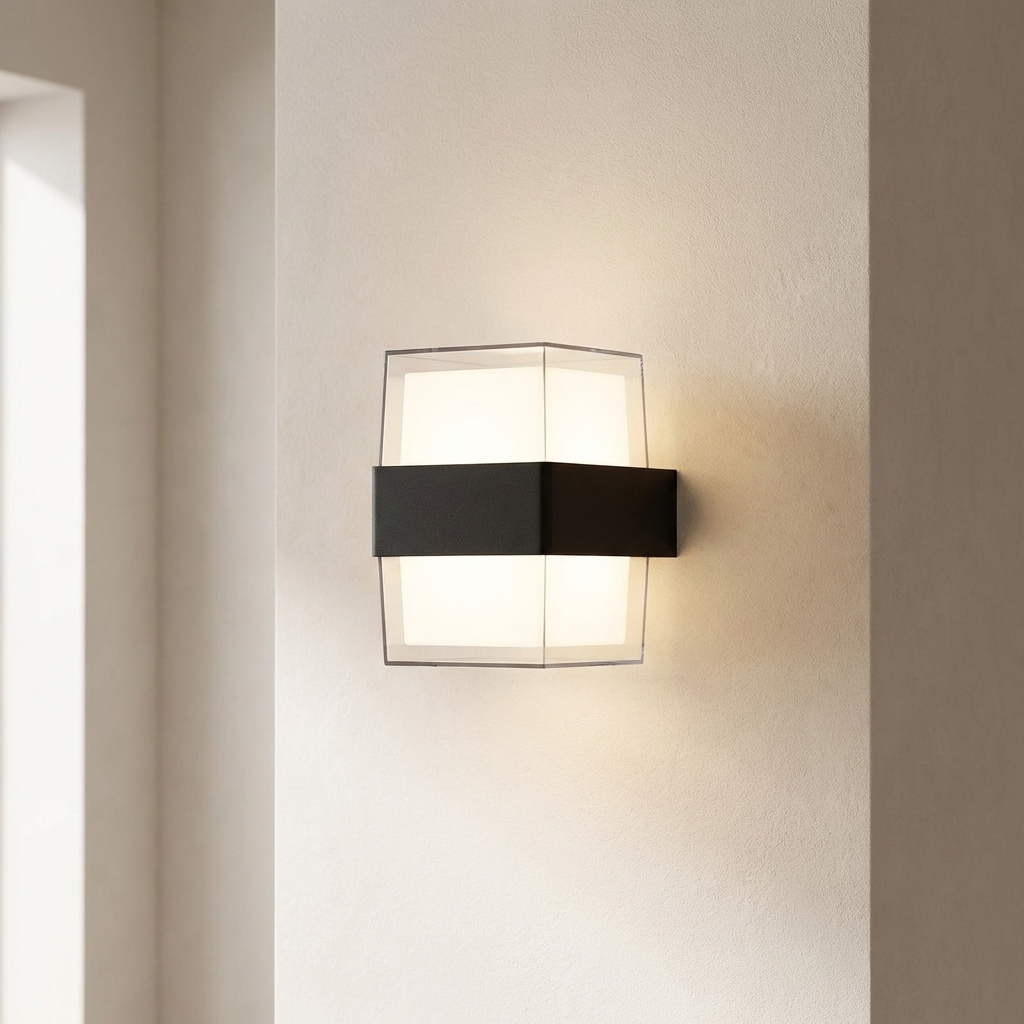 Modern wall light fixture on a neutral wall