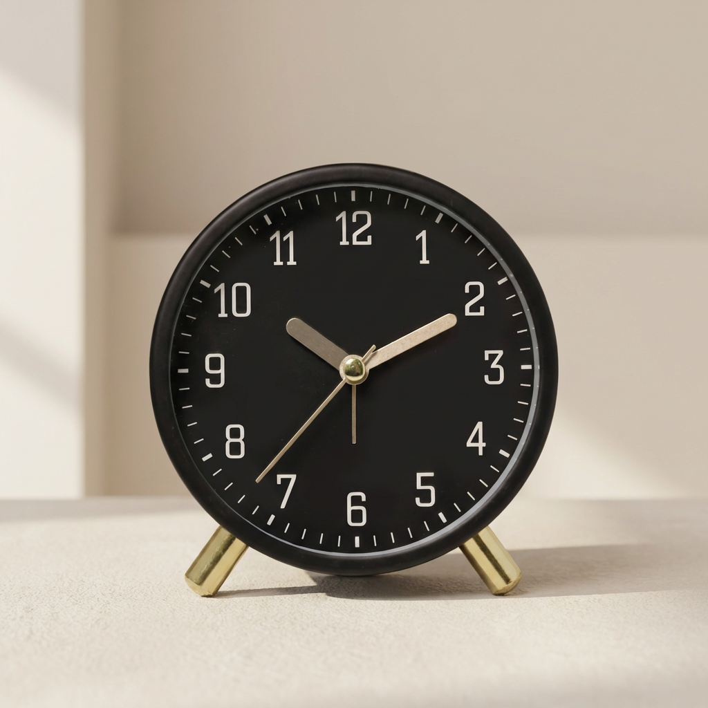 Table Clock Scandinavian Silent Movement Metal Glass Battery Powered