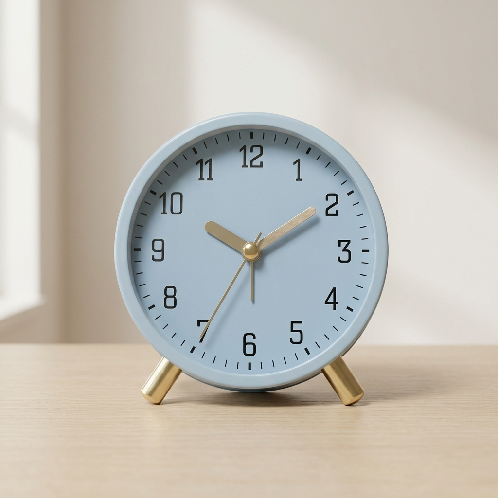 Table Clock Scandinavian Silent Movement Metal Glass Battery Powered