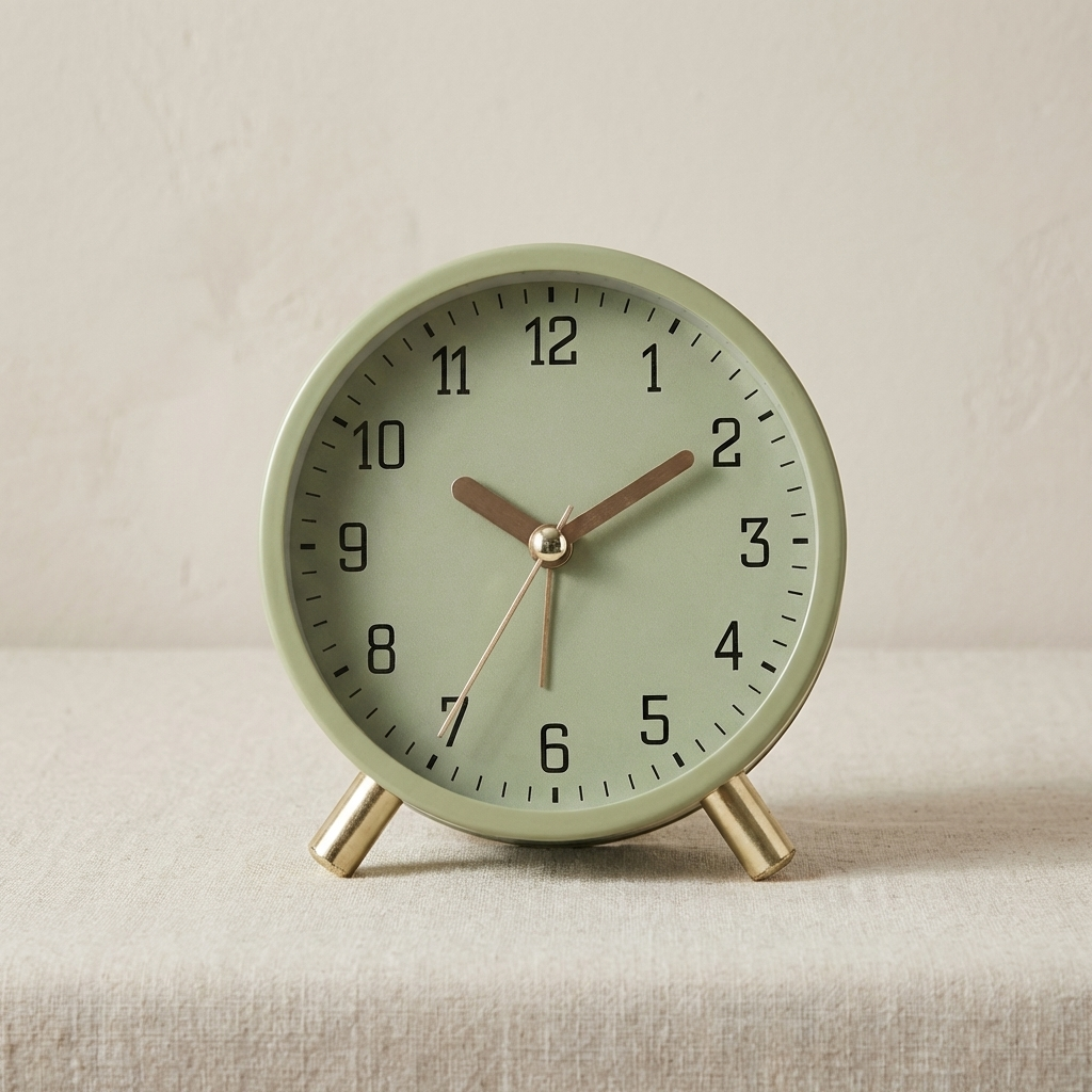 Table Clock Scandinavian Silent Movement Metal Glass Battery Powered