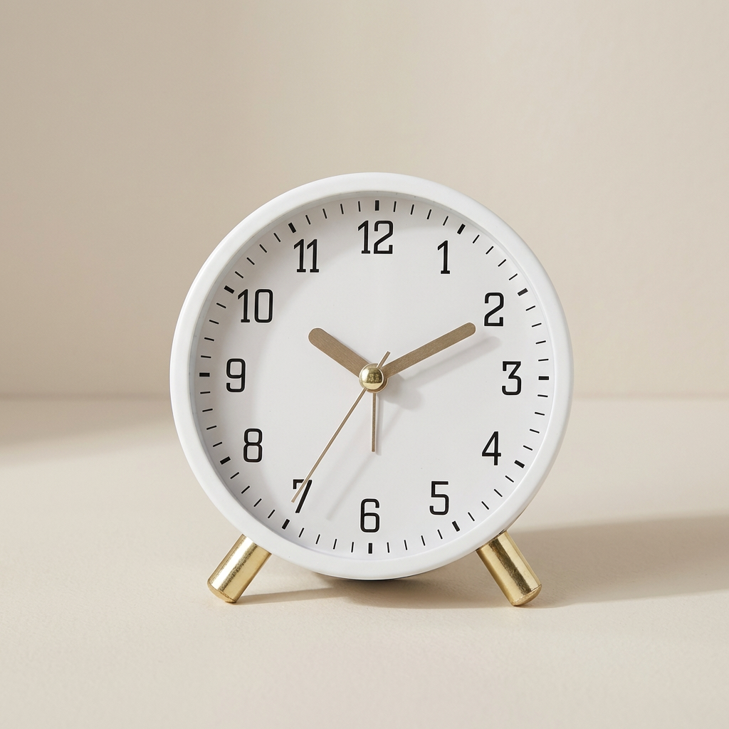 Table Clock Scandinavian Silent Movement Metal Glass Battery Powered