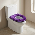 Toilet Seat Cover Plush and Leather Universal Fit Washable