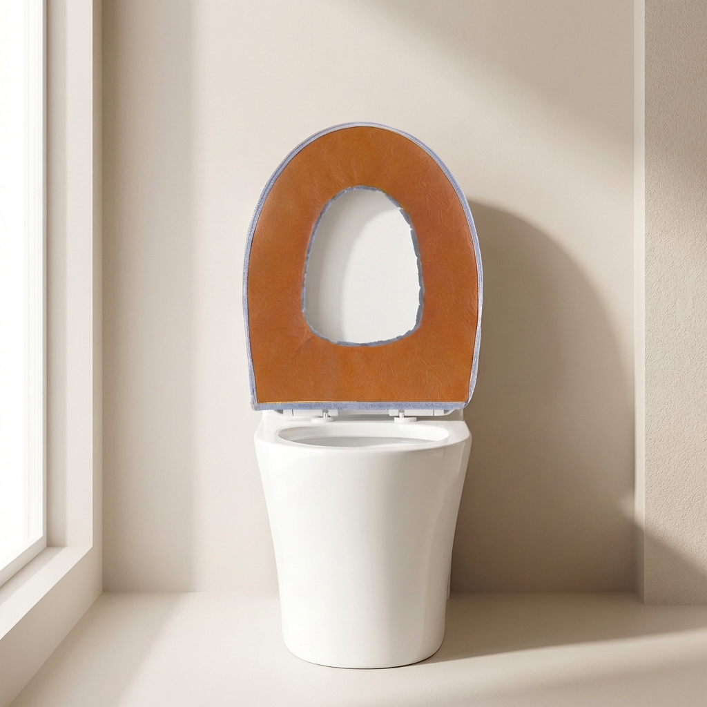 Toilet Seat Cover Plush and Leather Universal Fit Washable