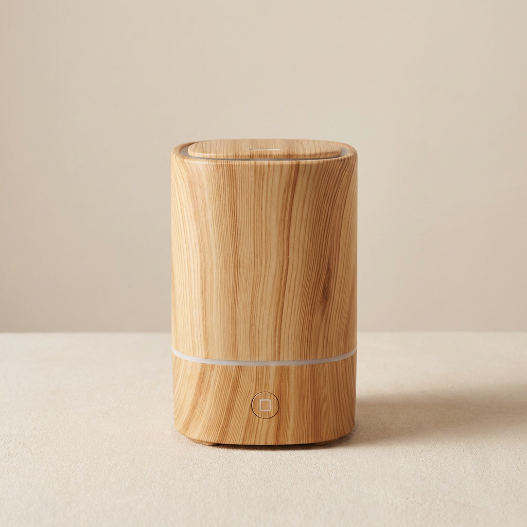 Wooden diffuser on a beige background