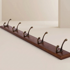 Solid Wood Wall Coat Rack - Elegant Space-Saving Coat Hooks for Wall 0