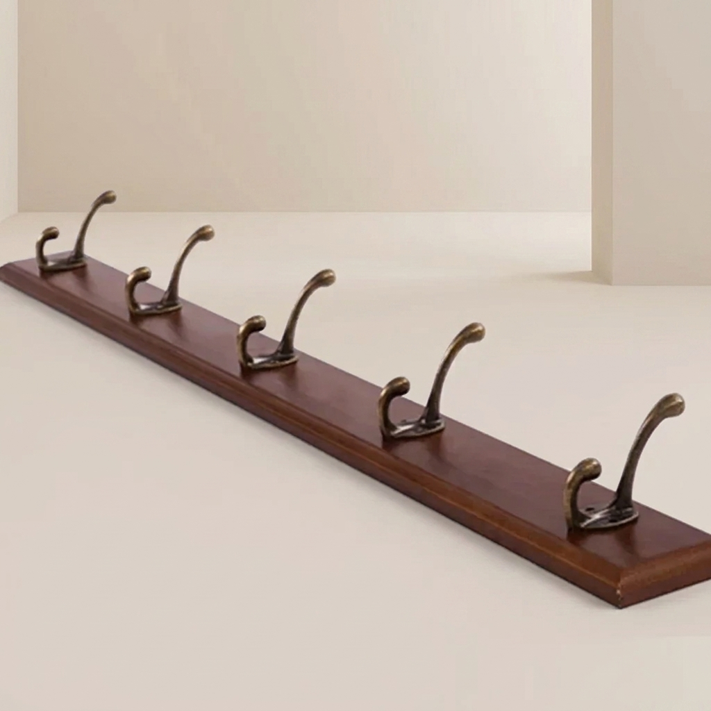 Solid Wood Wall Coat Rack - Elegant Space-Saving Coat Hooks for Wall 0