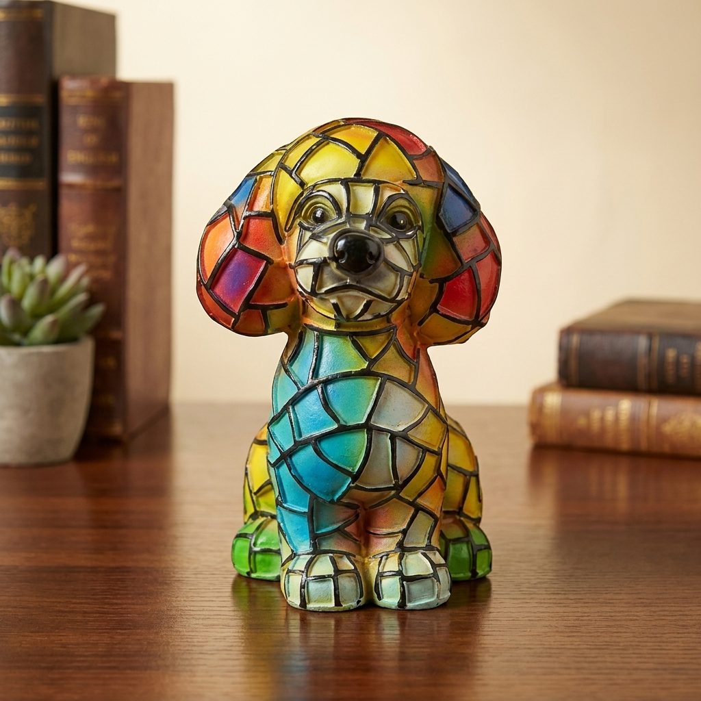 3D Mosaic Poodle Dog Table Lamp – Colorful Animal Night Light for Bedroom, Shelf and Home Decor