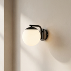 Globe Wall Light, Glass Shade, E14 Bulb, Hardwired Installation