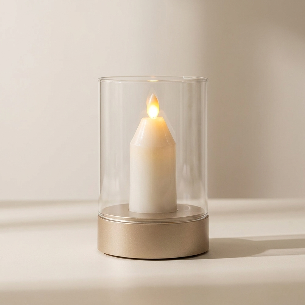 LED Candle Lamp, Glass Cylinder, USB Rechargeable, Motion Control 0