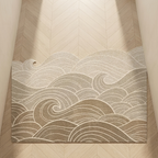 Decorative wall art with wave pattern on a beige background