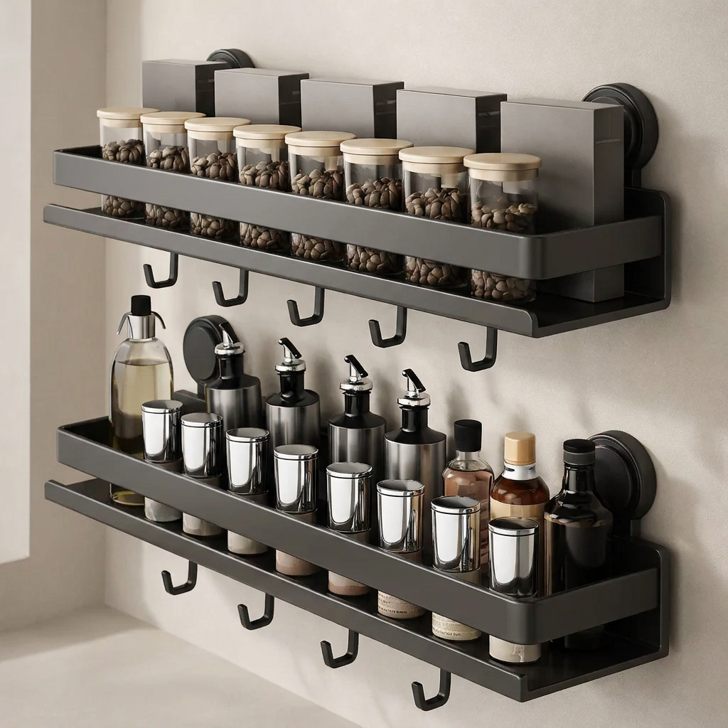 Spice Rack Organizer Wall Mounted Suction Cup 1