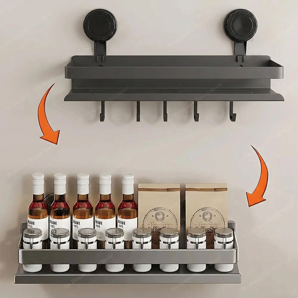 Spice Rack Organizer Wall Mounted Suction Cup 4