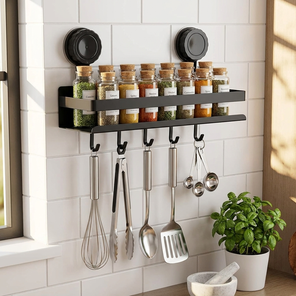 Spice Rack Organizer Wall Mounted Suction Cup 2