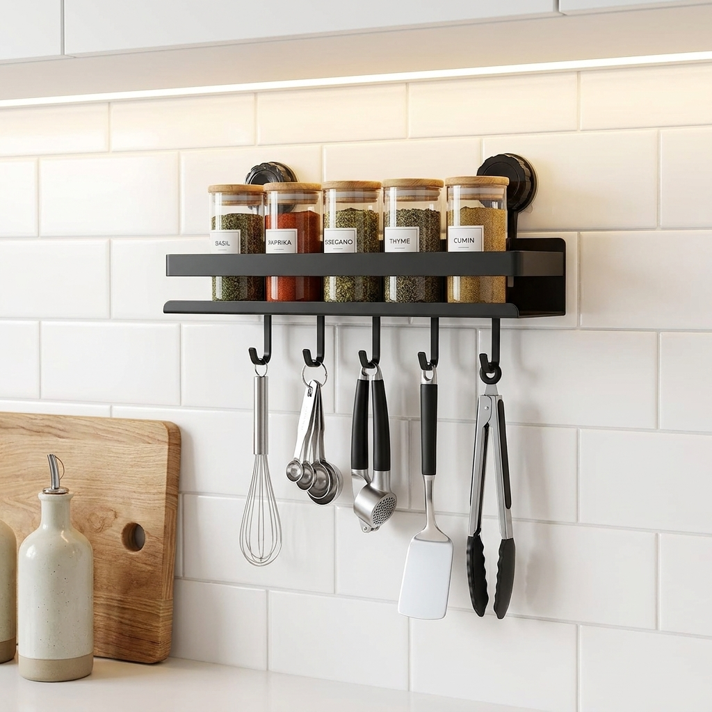 Spice Rack Organizer Wall Mounted Suction Cup 3